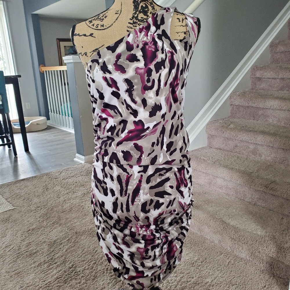 Sexy one shoulder animal print dress